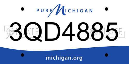 3QD4885 Michigan License Plate