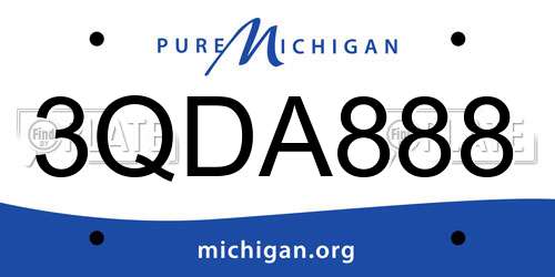3QDA888 Michigan License Plate