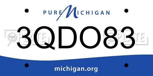 3QDO83 Michigan License Plate