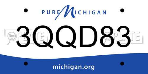 3QQD83 Michigan License Plate