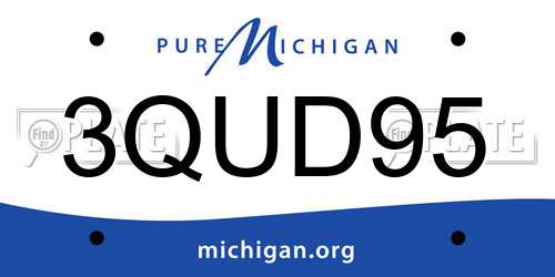 3QUD95 Michigan License Plate