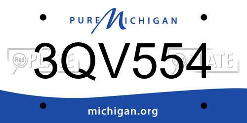 3QV554 Michigan License Plate