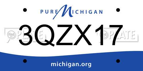 3QZX17 Michigan License Plate