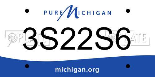 3S22S6 Michigan License Plate