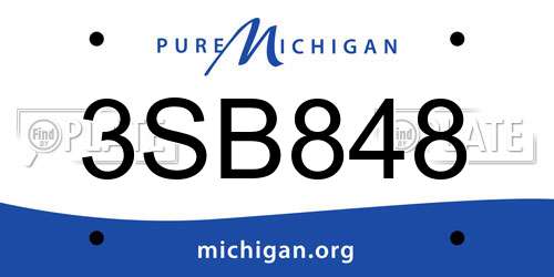 3SB848 Michigan License Plate