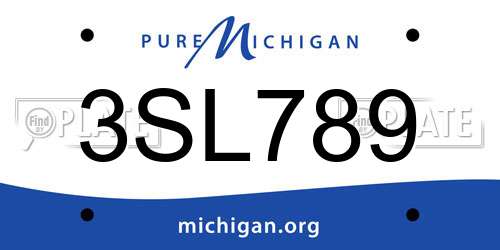 3SL789 Michigan License Plate