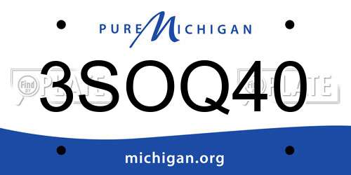 3SOQ40 Michigan License Plate