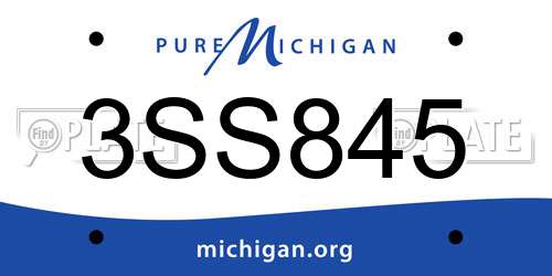 3SS845 Michigan License Plate