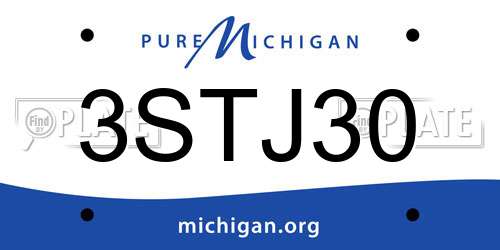 3STJ30 Michigan License Plate