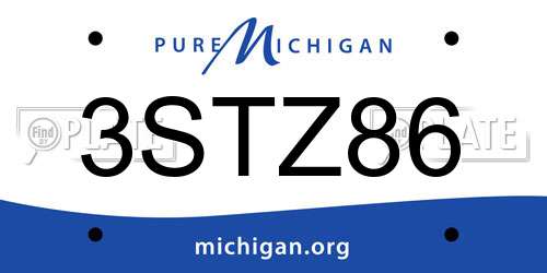 3STZ86 Michigan License Plate