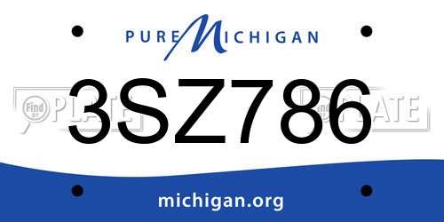 3SZ786 Michigan License Plate