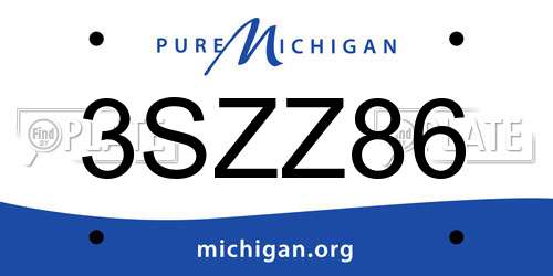 3SZZ86 Michigan License Plate