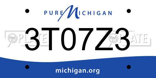 3T07Z3 Michigan License Plate