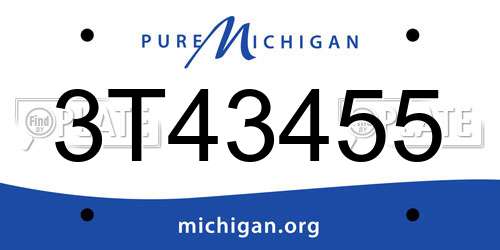 3T43455 Michigan License Plate