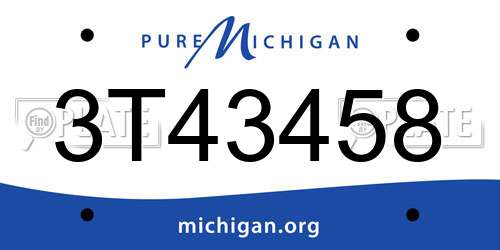 3T43458 Michigan License Plate