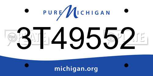 3T49552 Michigan License Plate