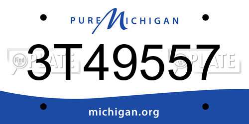 3T49557 Michigan License Plate
