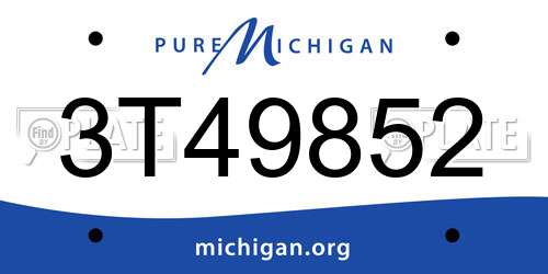 3T49852 Michigan License Plate