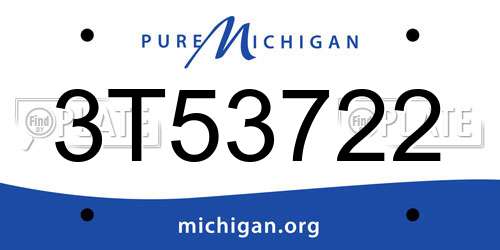 3T53722 Michigan License Plate