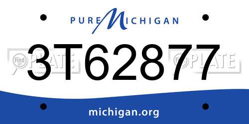 3T62877 Michigan License Plate