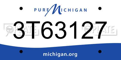 3T63127 Michigan License Plate