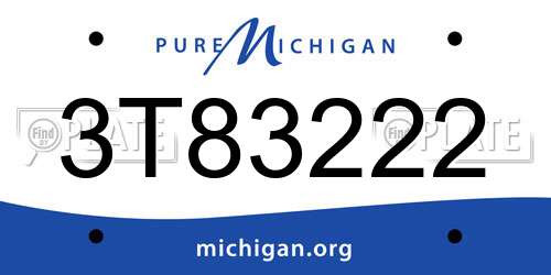3T83222 Michigan License Plate