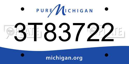 3T83722 Michigan License Plate