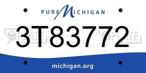3T83772 Michigan License Plate