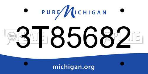 3T85682 Michigan License Plate