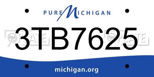 3TB7625 Michigan License Plate