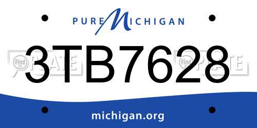 3TB7628 Michigan License Plate