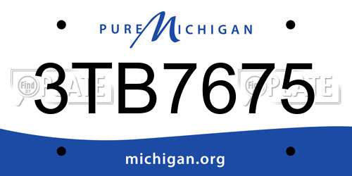 3TB7675 Michigan License Plate