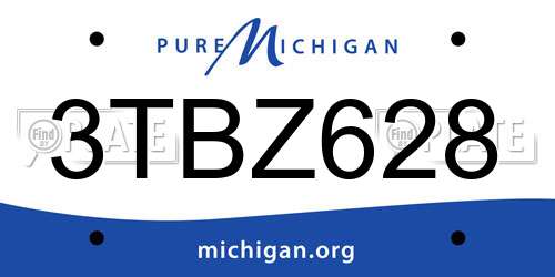 3TBZ628 Michigan License Plate