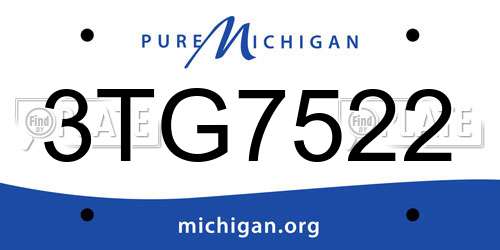 3TG7522 Michigan License Plate