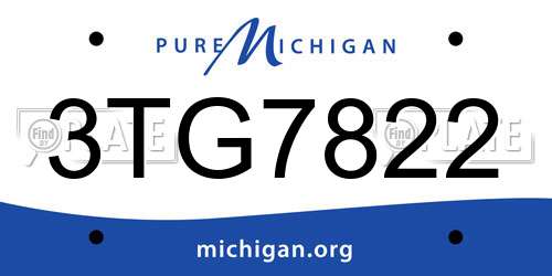3TG7822 Michigan License Plate