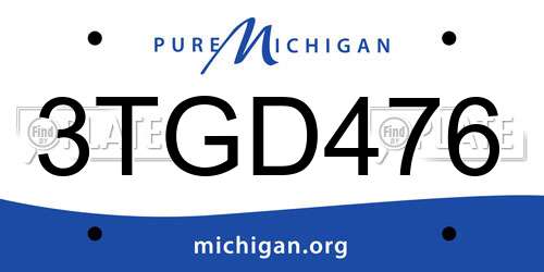 3TGD476 Michigan License Plate