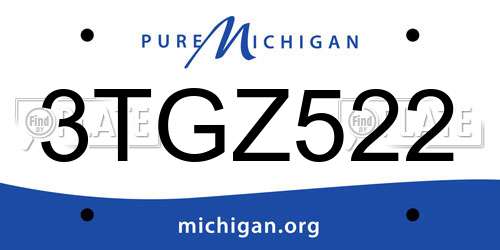3TGZ522 Michigan License Plate