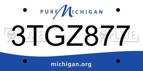 3TGZ877 Michigan License Plate