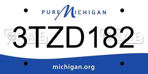 3TZD182 Michigan License Plate