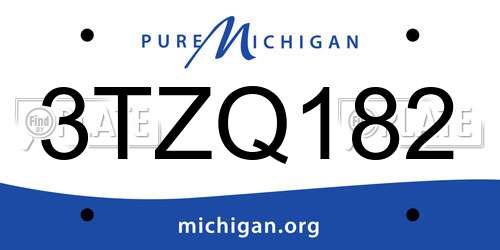3TZQ182 Michigan License Plate