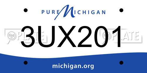 3UX201 Michigan License Plate