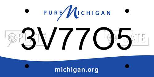 3V77O5 Michigan License Plate