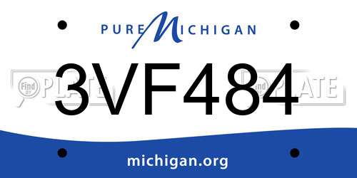 3VF484 Michigan License Plate