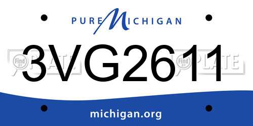 3VG2611 Michigan License Plate