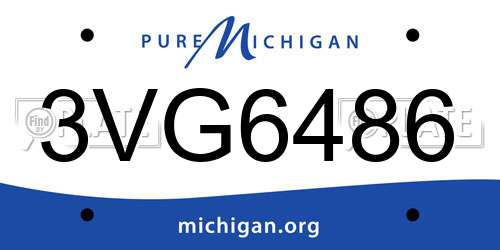 3VG6486 Michigan License Plate