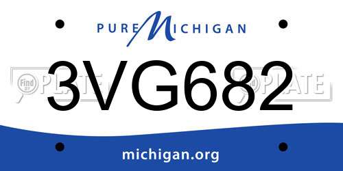 3VG682 Michigan License Plate
