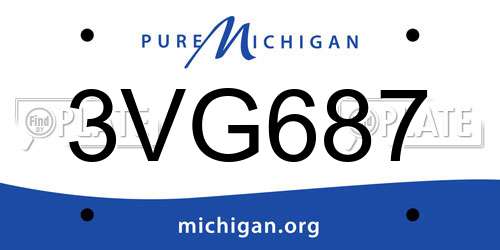 3VG687 Michigan License Plate