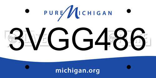3VGG486 Michigan License Plate