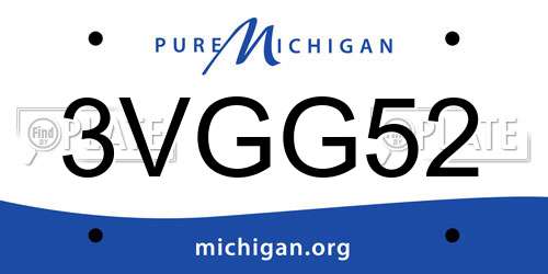 3VGG52 Michigan License Plate