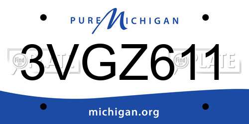 3VGZ611 Michigan License Plate